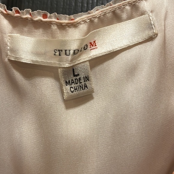 STUDIO M Max Studio Peach Pink Polka Dot Tank‎ Dress Lined Textured Size Large - Picture 5 of 6